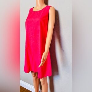 J.Crew Pink Linen Cotton Sheath Dress Size 10 Scalloped Hem Sleeveless Lined